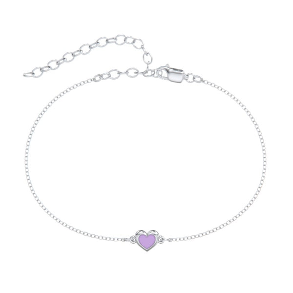 Heart Permanent Anklet with Cold Enamel