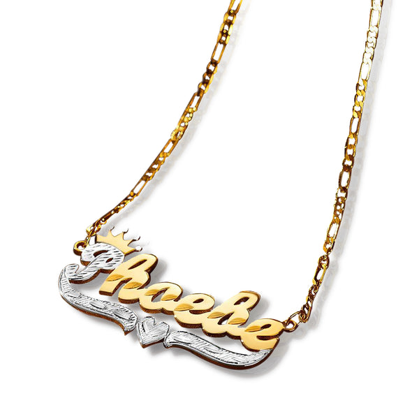 Personalized Crown and Heart Name Cut-Out Necklace