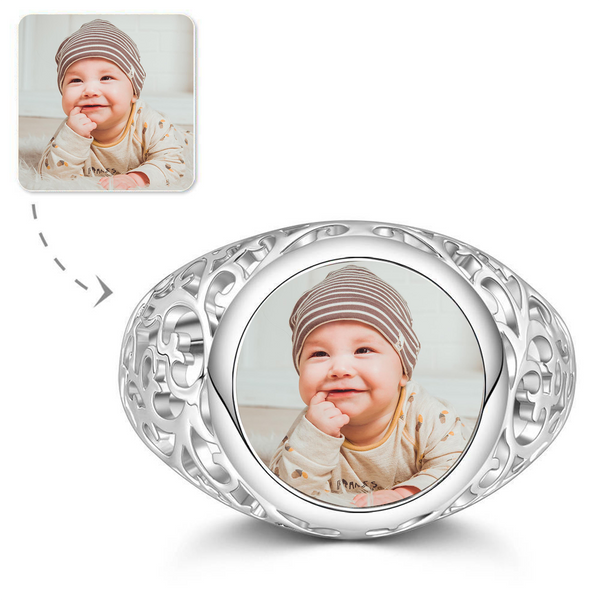 Cissyia.com Round Shape Openwork Photo Ring for Your Baby