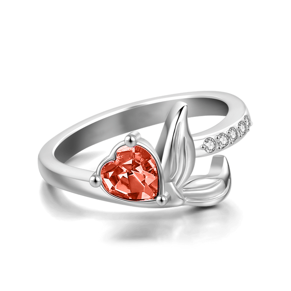 Cissyia.com Personalized Birthstone Mermaid Ring in 925 Sterling Silver