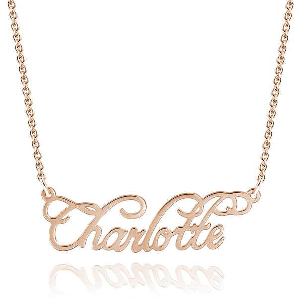 Rose Gold Plated Personalized Cursive Name Cut-Out Name Necklace