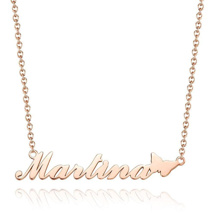 Cissyia.com Rose Gold Plated Personalized Butterfly Name Cut-Out Name Necklace