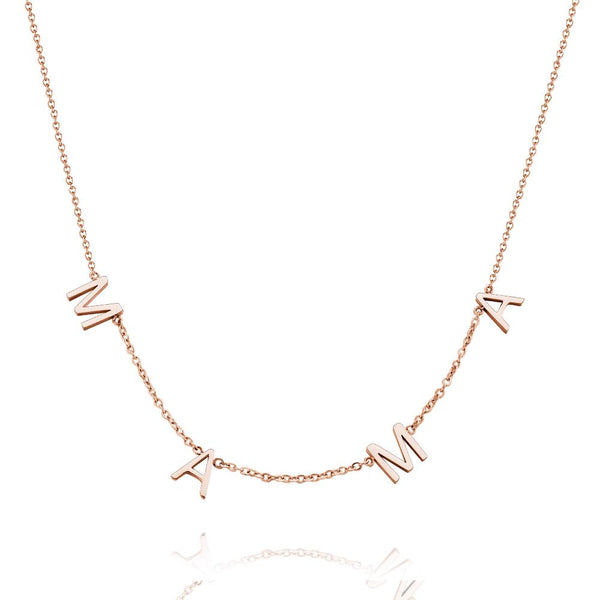 Rose Gold Plated Personalized Four Initials Cut-Out Name Necklace