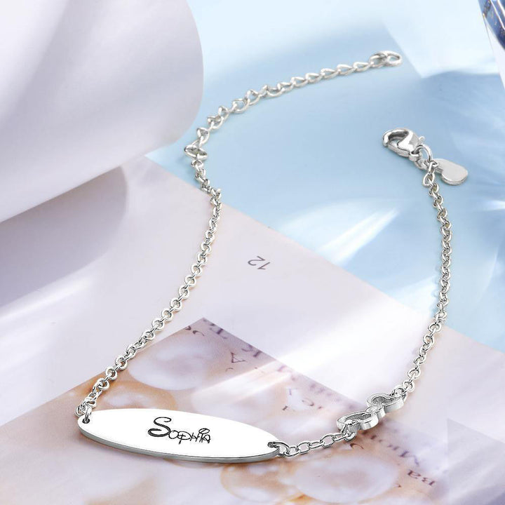 Cissyia.com Personalized Engravable Oval Tag Engraved Bracelet