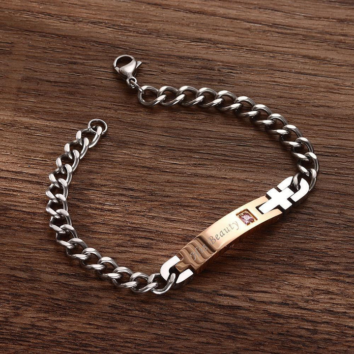 Cissyia.com Zircon Personalized Engravable Bar Bracelet