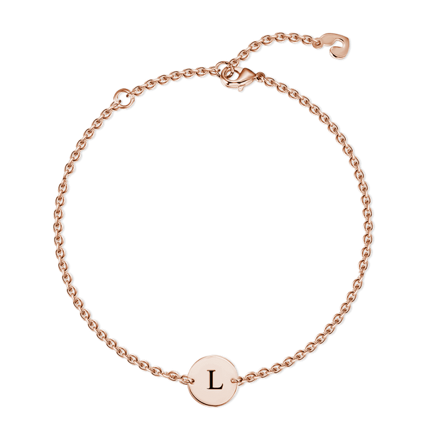 Cissyia.com Rose Gold Plated Personalized Single Initial Circle Disc Bracelet
