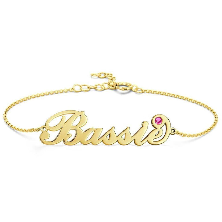 Cissyia.com Rose Gold Plated Personalized Name Bracelet with One Birthstone