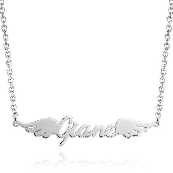 Personalized Angel Wings Two Names Cut-out Name Necklace