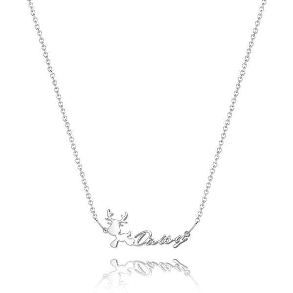 Cissyia.com Personalized Reindeer Cut-Out Name Necklace