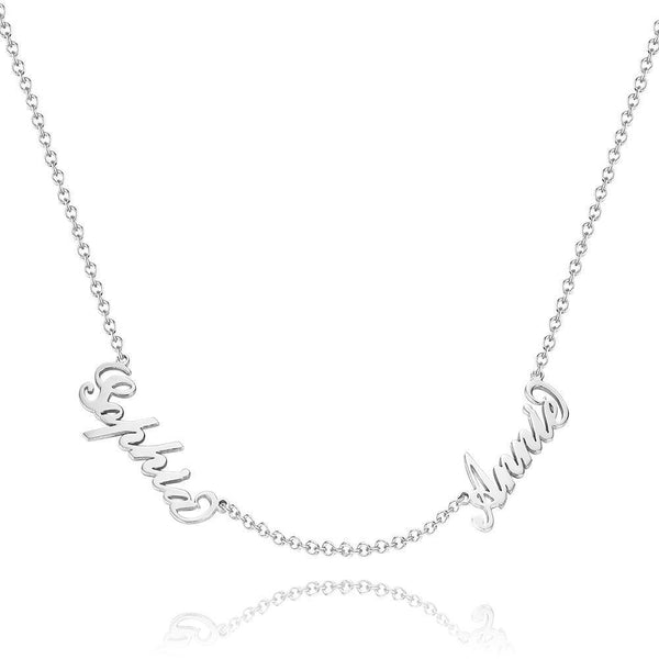 Cissyia.com Personalized Two Name Cut-Out Pendants Necklace in Solid Sterling Silver